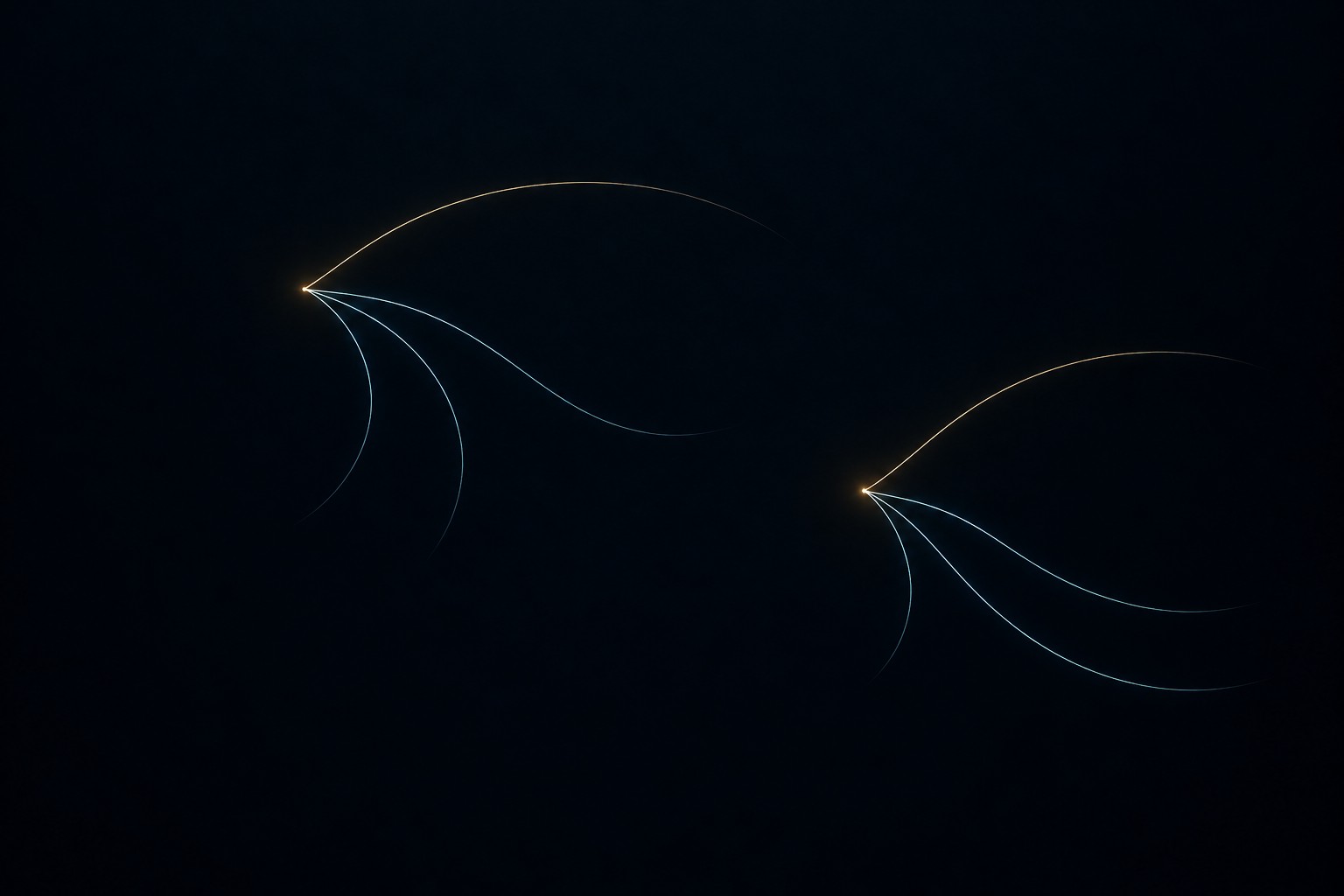 Two separate blue-and-gold gestures each hold their own balance. The two true prime channels modulo three are independently centered-neutral; neither needs the other to remove its principal drift.