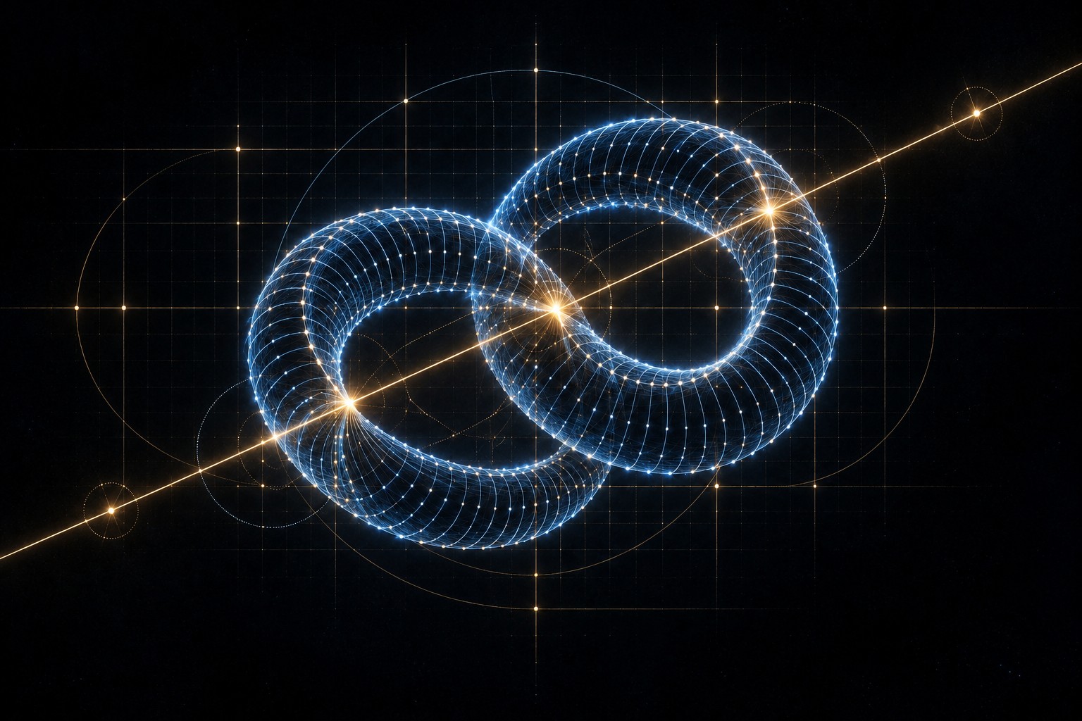 The repeating loops and the gold frequency line connect two ways of counting digit matches. Shifting a word multiplies its remainders. A corresponding line through the cross-spectrum recovers the total agreement across the remainder cycles.