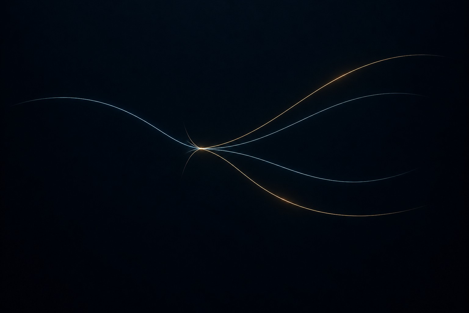 One incoming curve opens into a few selected paths at a small crossing. The finite collision table fixes which analytic channels enter the transform and how their contributions are weighted.