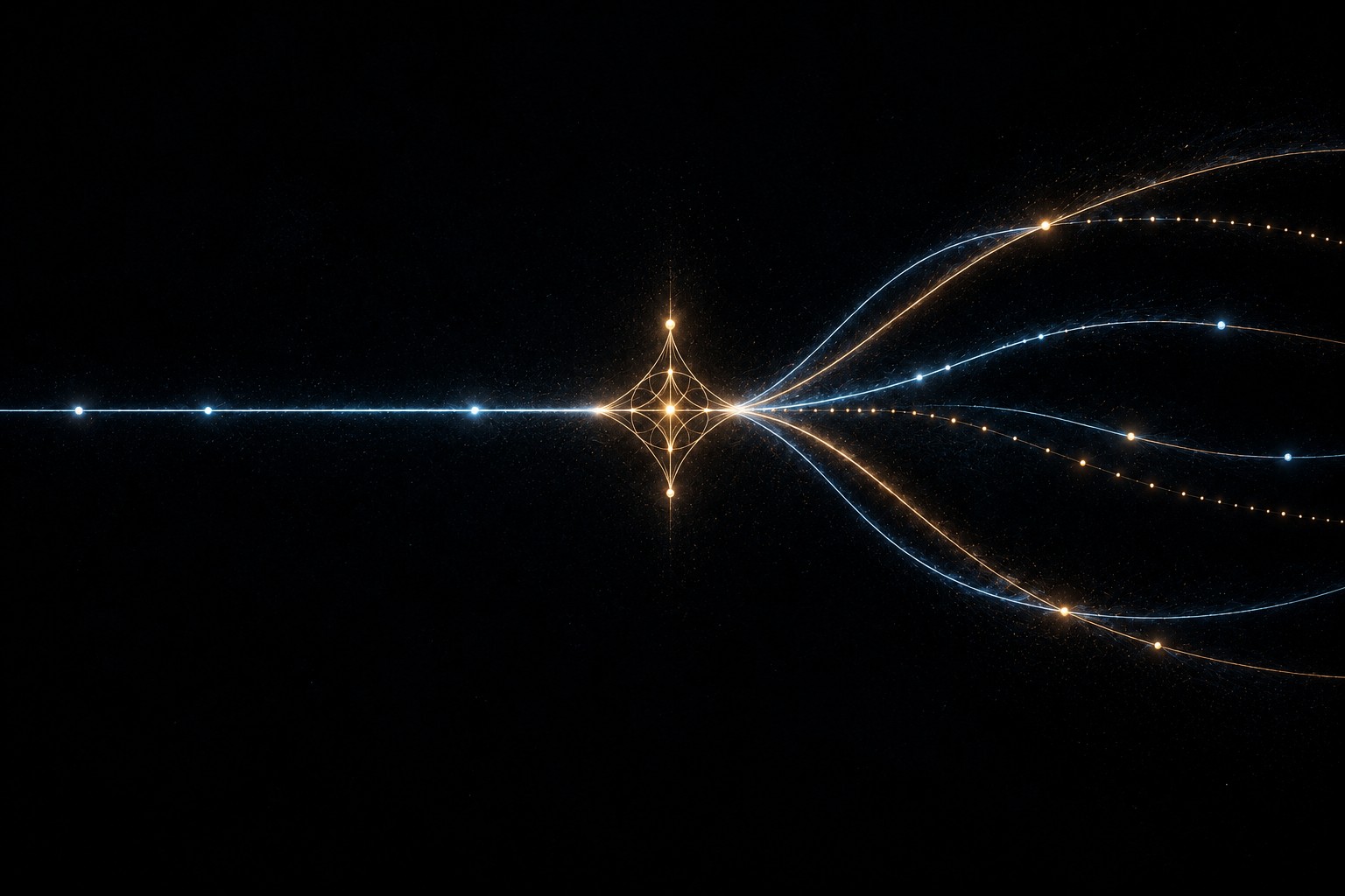 A finite gold junction separates the incoming signal into selected character paths. It fixes which L-functions enter and with what weights. If the prime sum converges past one of their zeros, the weighted contributions there must cancel.